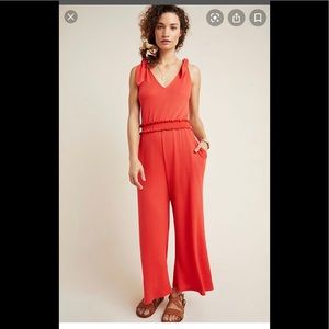 RO&DE Lourdes Waffle Jumpsuit, Tangerine, Sz Small